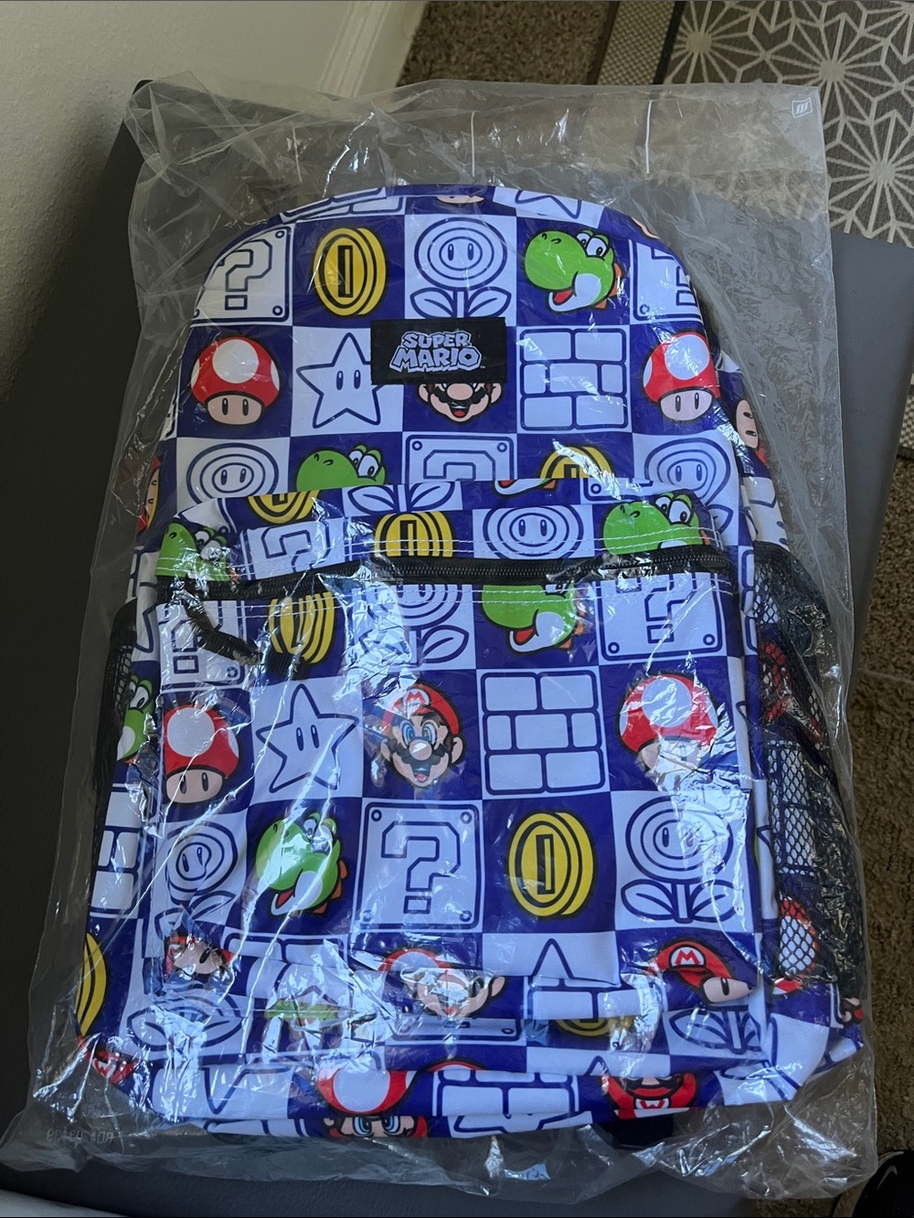 Nintendo Blue Super Mario Kids Backpack with Character Tiles